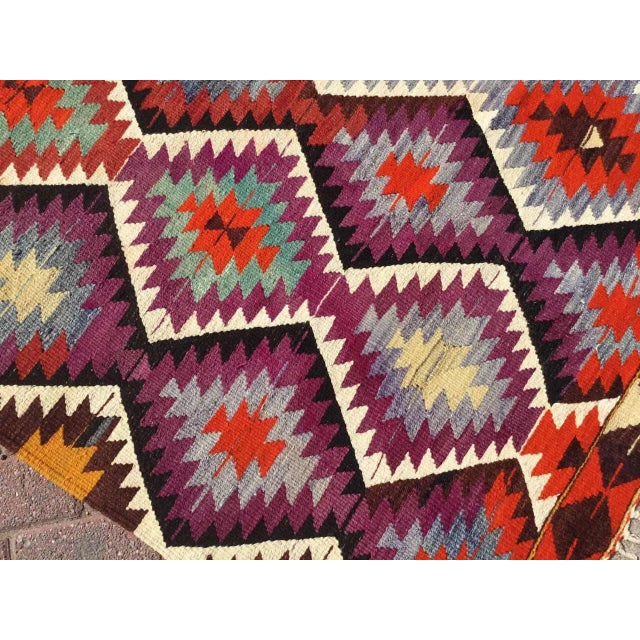 Purple Purple & Teal Vintage Turkish Kilim Rug - 51.5" X 99" For Sale - Image 8 of 9