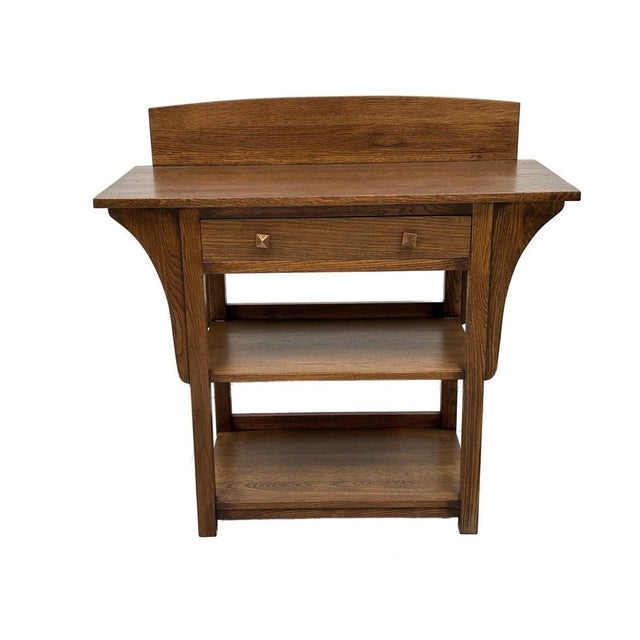 Mission 2 Drawer and Open Shelves Sideboard / Console Table - Walnut For Sale - Image 10 of 13