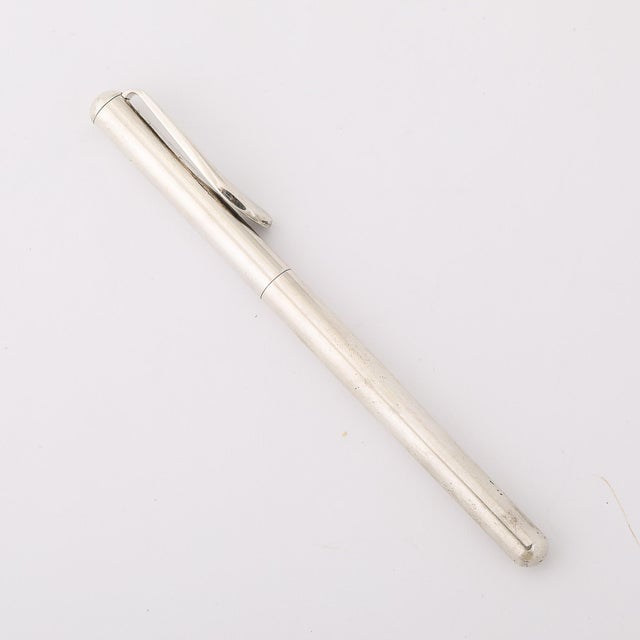 Metal Modernist Sterling Silver Ballpoint Pen W/ Sculptural Clip Signed Tiffany & Co. For Sale - Image 7 of 9