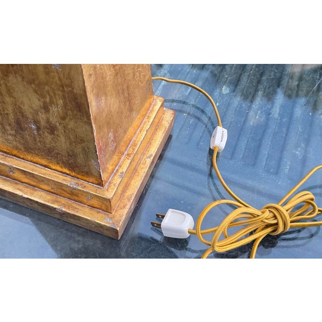 Pair of Nancy Corzine Distressed Giltwood Obelisk Lamps [Unsigned] For Sale In Washington DC - Image 6 of 6