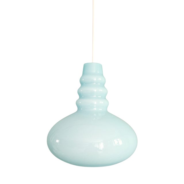 Space Age Pendant Light in Blue Opaline from Peill & Putzler, 1970 For Sale