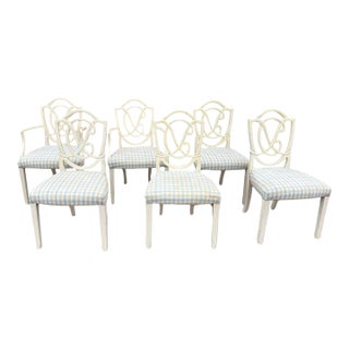 Set of 6 Vintage Custom Upholstered Dining Chairs For Sale
