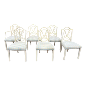 Set of 6 Vintage Custom Upholstered Dining Chairs