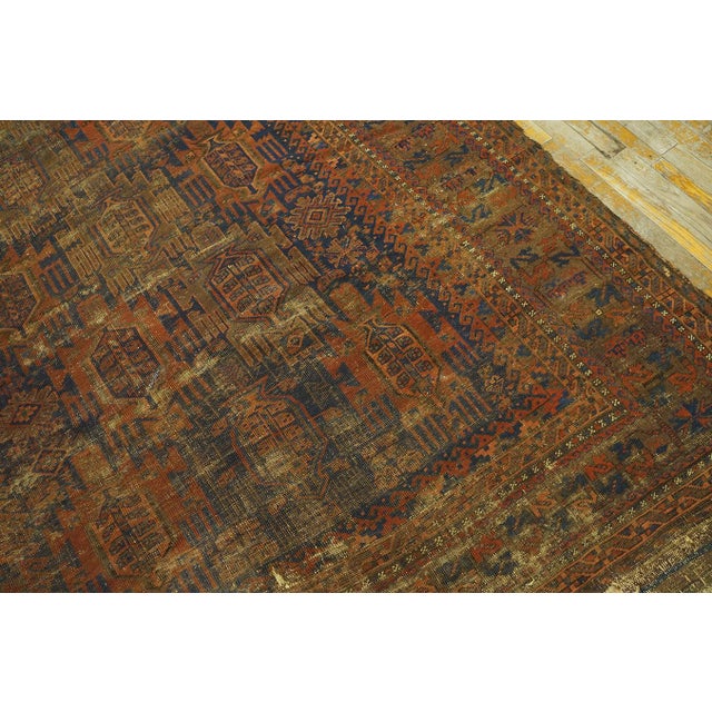 1890s Blue Navy Rustic Antique Persian Baluch Rug 6' X 8'4" Handknotted Wool Carpet For Sale - Image 4 of 10