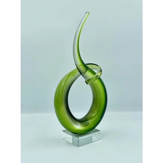 Italian Abstract Green Murano Glass Twist Sculpture, 1960s For Sale - Image 6 of 9