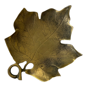 Vintage Solid Brass Maple Leaf Catchall Dish