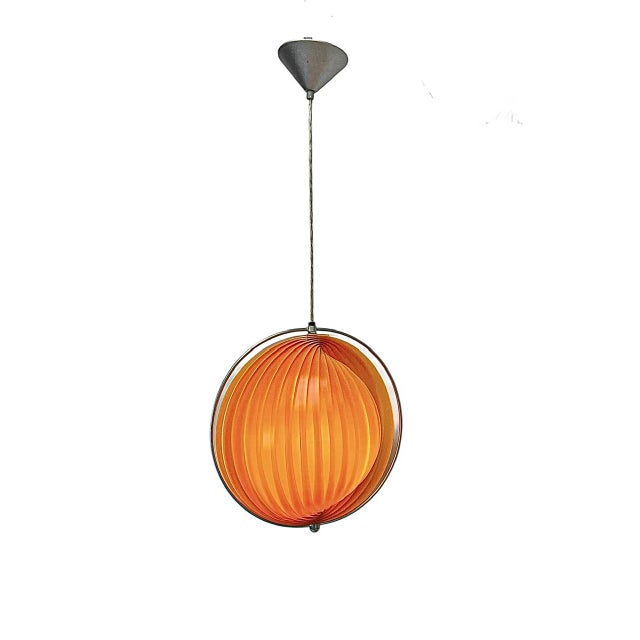 Prima Leuchten Moon Pendant Lamp 1980s. Made of acrylic slats and a chrome base. The ‘slats’ can be rotated on their axis,...