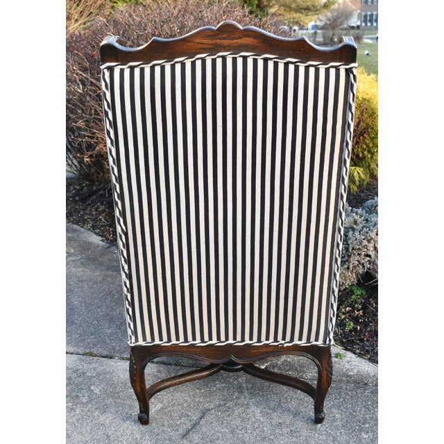 Off-white Vintage Carved Oak Country French High Back Wing Chair For Sale - Image 8 of 13