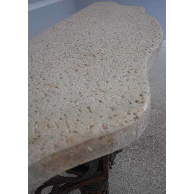 Maitland Smith Bronze Neoclassical Console Table W. Stone Top For Sale - Image 9 of 16
