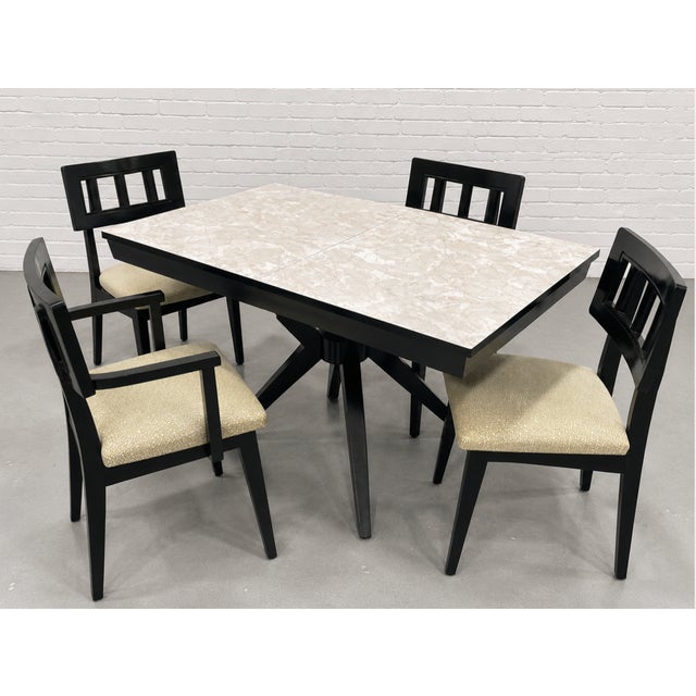 Atomic Mid Century Modern Ebonized Dining Set – Table + 4 Chairs, C. 1950s For Sale - Image 13 of 14