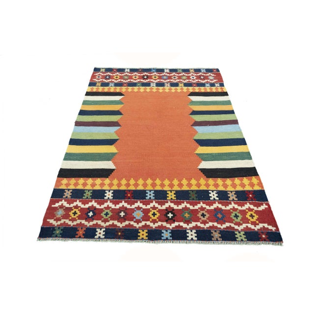 Modern Handwoven Designer Kilim Rug For Sale - Image 3 of 8