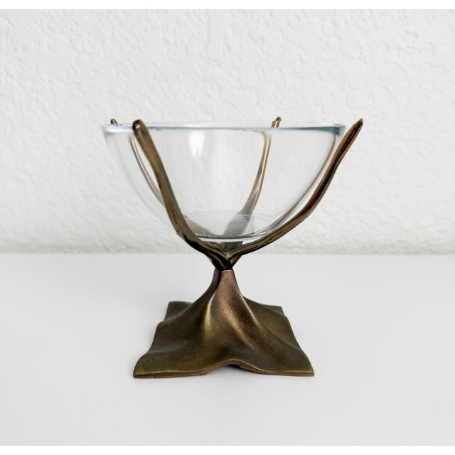 1950s 1950s Bronze & Glass Footed Candy Dish For Sale - Image 5 of 8