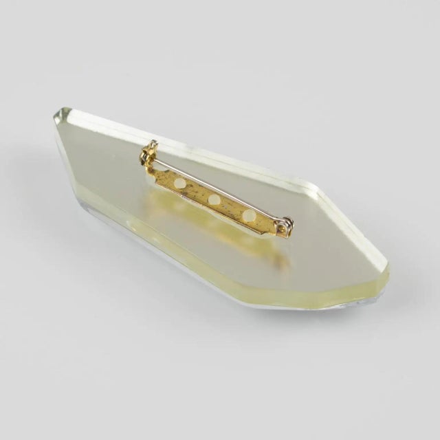 Kaso Silver Mirror Effect Ice Cube Acrylic Asymmetric Brooch For Sale - Image 4 of 9