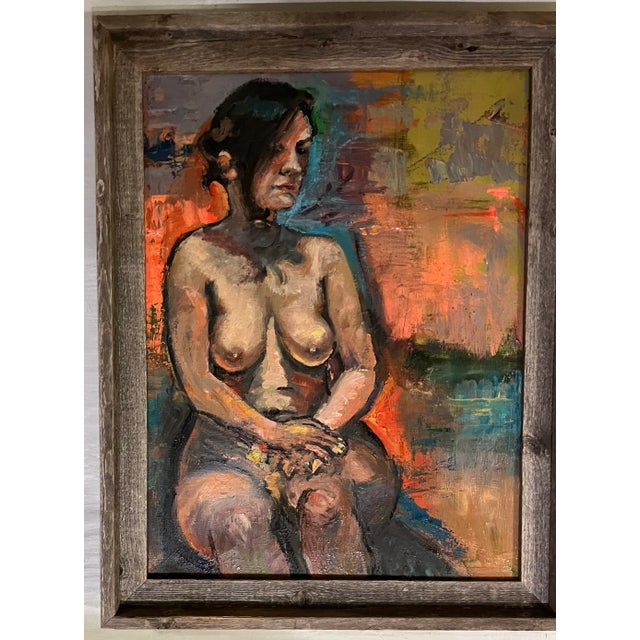 2020s "Sitting Pretty”, 22"x28", Original Oil Painting, Nude Woman For Sale - Image 5 of 7