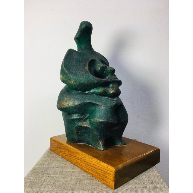 Stylized Mother and Child Bronzed Ceramic Sculpture, 1970s For Sale - Image 4 of 8