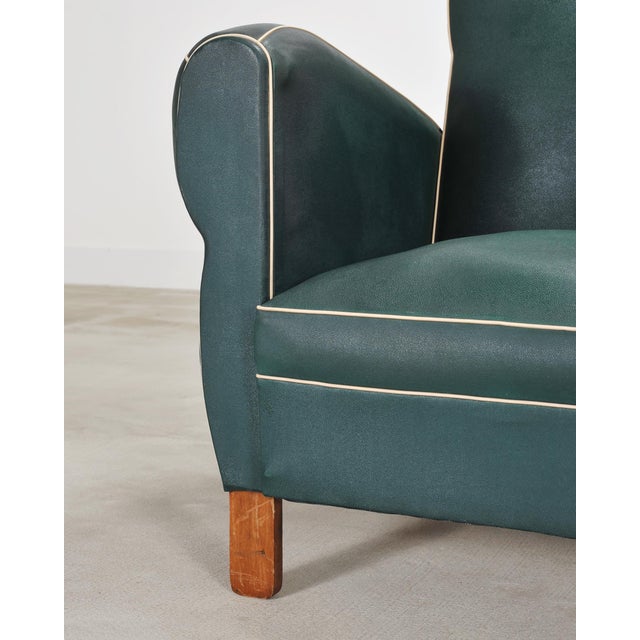 Pair of 20th Century French Art Deco Period Green Club Chairs For Sale - Image 14 of 17