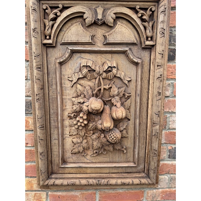 Tan Vintage French Wood Carved Panel For Sale - Image 8 of 8