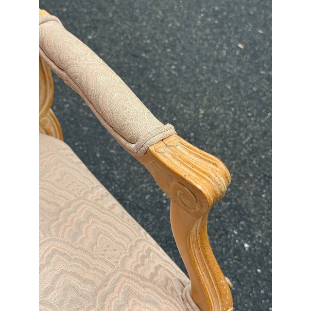 Pink Vintage French Louis XV Cerused Wood Bergere Chair For Sale - Image 8 of 11