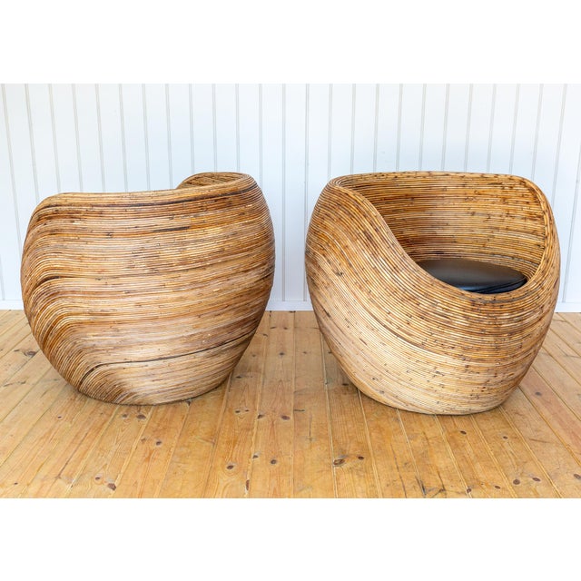 Mid-Century Modern Mid-Century Modern Coastal Boho Rattan Blonde Pod Tub Armchairs by Terence Conran for Habitat, 1980, Set of 2 For Sale - Image 3 of 18