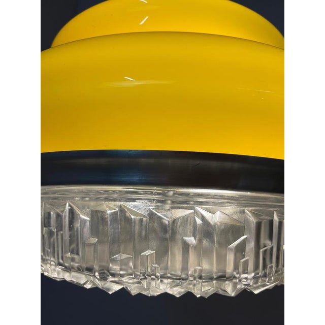 Silver Hanging Lamp in Yellow Glass and Metal For Sale - Image 8 of 11