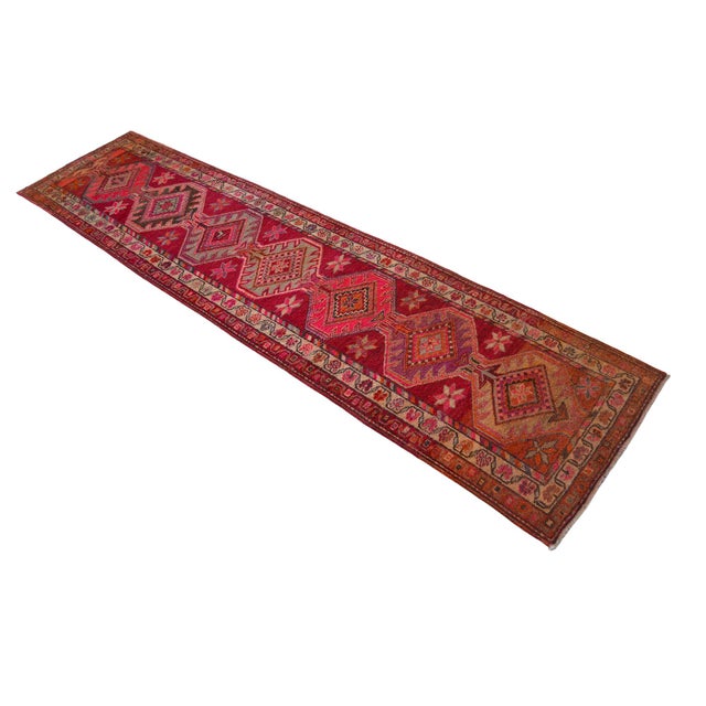 Red 1970s Colorful Runner Kurdish Herki Hand-Knotted Rug For Sale - Image 8 of 12