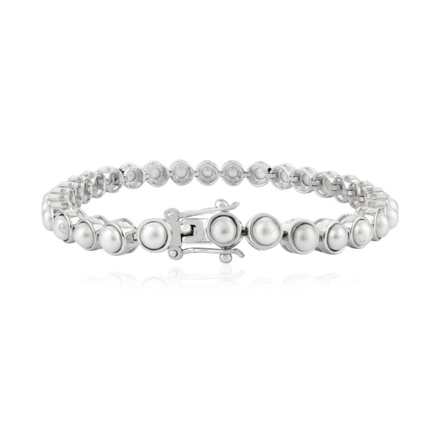 Contemporary Solid Silver Natural Pearl Beaded Bracelet by Carat&her For Sale - Image 3 of 9