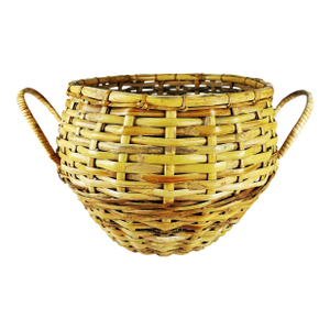 Extra Large Vintage Handwoven Reef Basket With Wrapped Handles, Coastal Rustic Decor