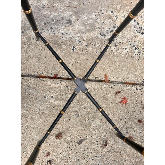 Black Antique Hand Painted Signed English Hand Painted Tole Tray Top Coffee Table For Sale - Image 8 of 10