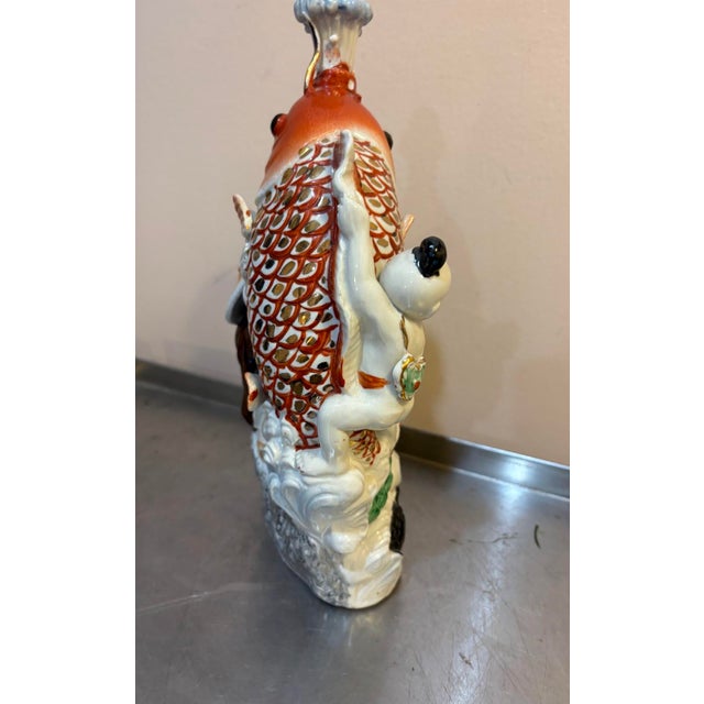 Chinese Chinese Porcelain Koi Fish / Boy / Man Sculpture For Sale - Image 3 of 7