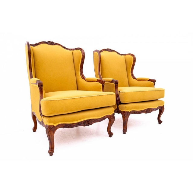 Set of Vintage French Wing Chairs, 1920 For Sale - Image 3 of 14