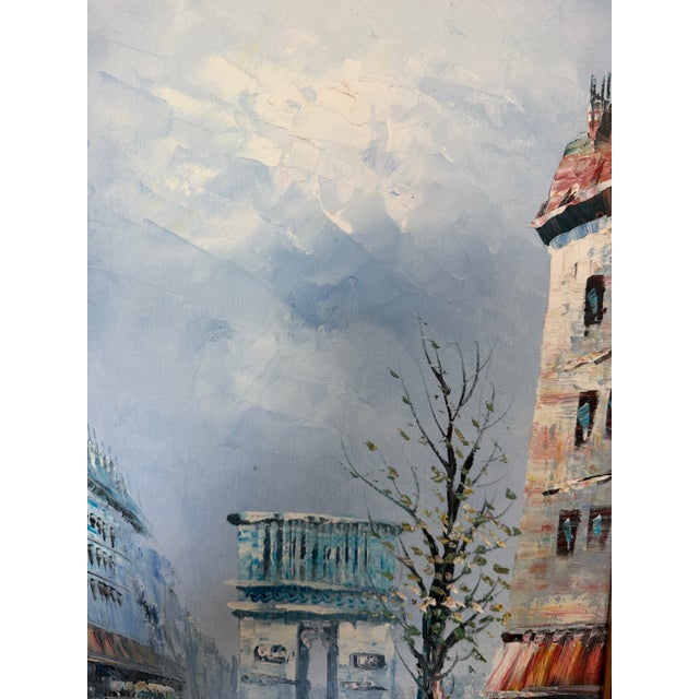Late 20th Century Listed Artist C.Burnett(IX-XX) Oil Painting Paris Street Scene, Arc De Triomphe For Sale In Jacksonville, FL - Image 6 of 12