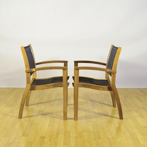 Plàthea Garden Chairs in Wood and Fabric from Marcelindo, Set of 4 For Sale - Image 4 of 9