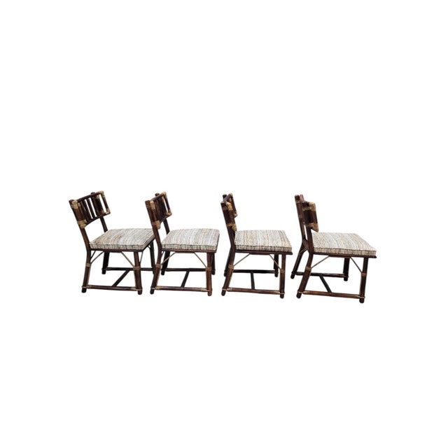 Mid Century Modern John Wisner for Ficks Reed Rattan & Bamboo Dining Chairs, Set of 6 Elegant vintage dining chair set...