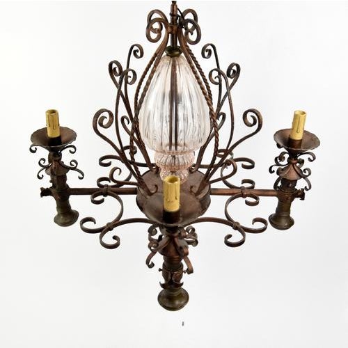 1930s Gothic Style Bronze Chandelier For Sale - Image 9 of 10