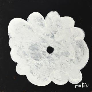 Flower Seven. White & Black Painting by Robin Zingone. For Sale