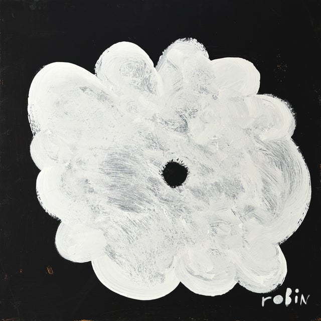 Flower Seven. White & Black Painting by Robin Zingone. For Sale
