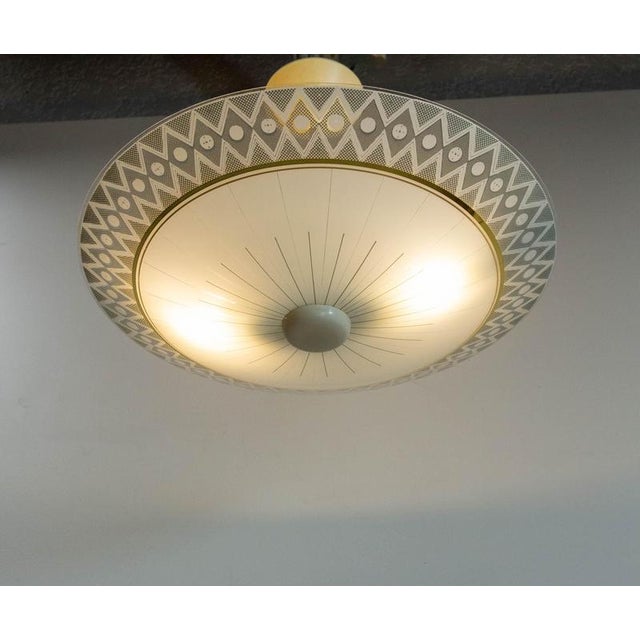 French Umbrella Pendant in Glass and Brass, 1950 For Sale - Image 4 of 11