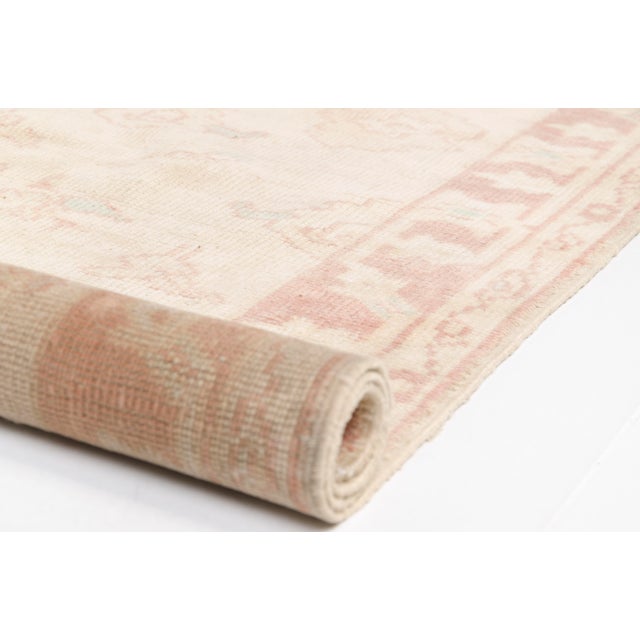 Tan Mid 20th Century Oushak Turkish Hallway Runner Rug For Sale - Image 8 of 10