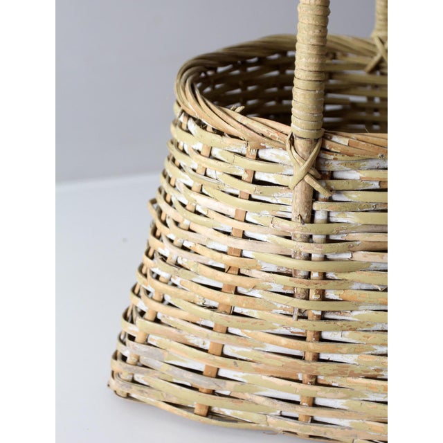 Vintage Handmade Gathering Basket With Handle For Sale - Image 11 of 12