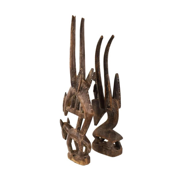 Early 20th Century Bamana Chi Wara Antelope Headcrest Pair Mali For Sale - Image 4 of 7