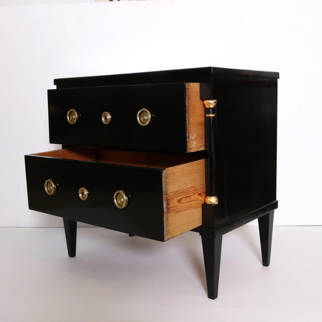 Neoclassical Fine Pair of Ebonized Bedside Chest of Drawers, 19th/20th Century For Sale - Image 3 of 18