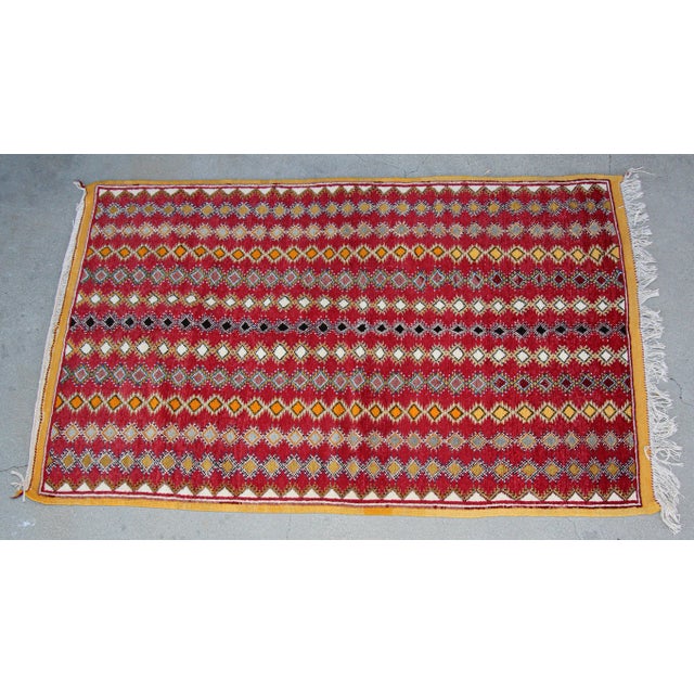 Red 1980s Vintage Moroccan Boujad Hand-Woven Tribal Rug For Sale - Image 8 of 13