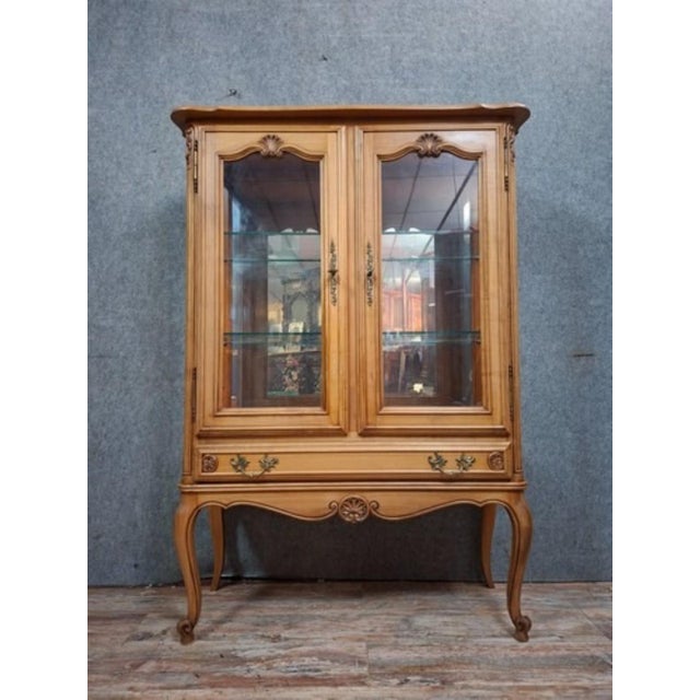 Vintage Louis XV Cherrywood Display Cabinet For Sale - Image 9 of 9