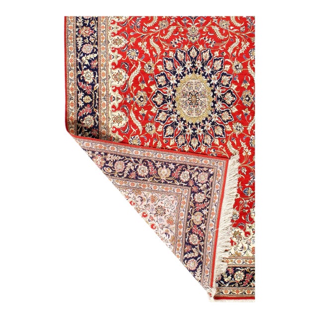 Traditional 2020s Fine Hand Knotted Pure Silk Qum Rug For Sale - Image 3 of 4