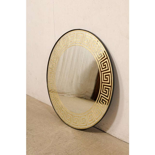 Transparent Round Greek Key Mirror For Sale - Image 8 of 10