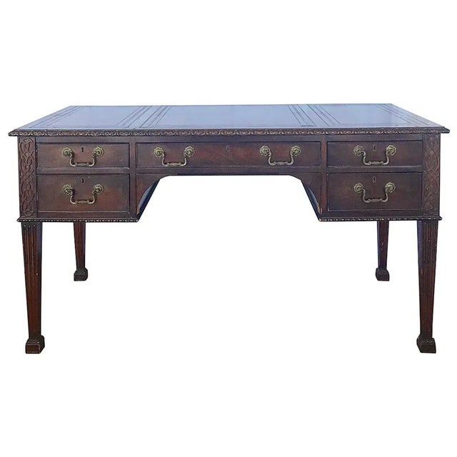 1900s Chippendale Mahogany Writing Desk For Sale - Image 4 of 4