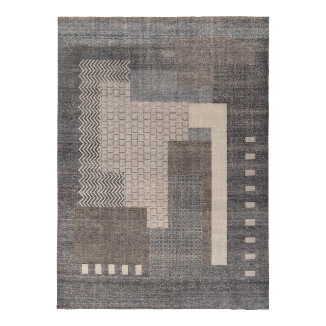 Rug & Kilim’s Blocks Rug in Charcoal, 8x10 For Sale