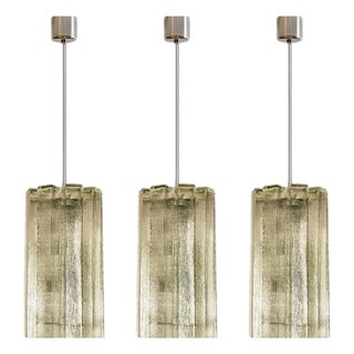 Ribbled Glass and Chrome Pendant from Doria, Germany, 1960s For Sale