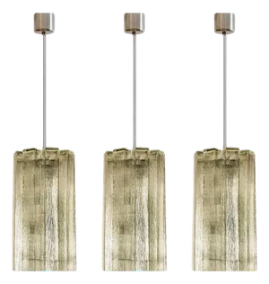 Ribbled Glass and Chrome Pendant from Doria, Germany, 1960s
