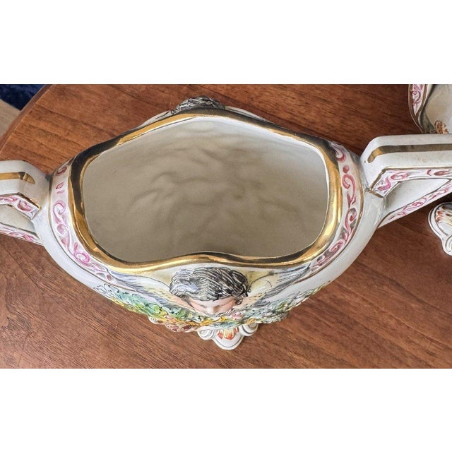 Triptych with Cherubs in Porcelain from Capodimonte, 1930s, Set of 3 For Sale - Image 6 of 11